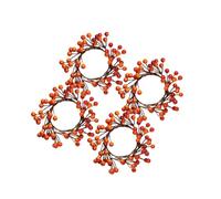Fall Berry Candle Rings,3 Inch Fall Candle Rings Wreath,Harvest Candles Ringss for Pillar Candless,Mini Berry Twig Candles Wreath,Thanksgiving Candless Wreaths for Decor (4pcs)