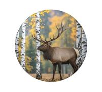 Fall Birch Leaves Elk Button Pins 1 Pc, 2.4 Inch Round Button Badges Metal Personalized Picture Photo Pin Buttons Kit For Craft Supplies Christmas Diy Party Projects