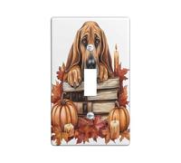 Fall Bloodhound Dog Decorative Light Switch Cover Wall Plate 1 Gang Single Toggle, Autumn Candle Book Pumpkin Electrical Faceplate for Kitchen Bathroom, Pet Switchcover Decor