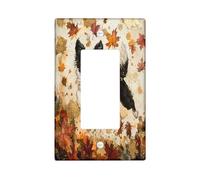 Fall Border Collie Dog Decorative Light Switch Cover Plate 1 Gang Single Rocker, Autumn Luxury Maple Leaf Electrical Faceplate for Kitchen Bathroom, Pet Switchcover Decor