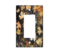 Fall Border Collie Dog Decorative Light Switch Cover Wall Plate 1 Gang Single Rocker, Autumn Luxury Maple Leaf Electrical Faceplate for Kitchen Bathroom, Pet Switchcover Decor