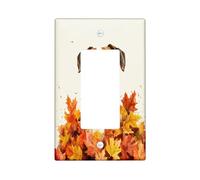 Fall Boxer Dog Decorative Light Switch Cover Plate 1 Gang Single Rocker, Fun Autumn Maple Leaves Puppy Electrical Switchplate, Weird Cute Pet Electrical Faceplate for Bedroom Room