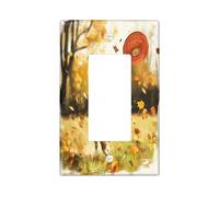 Fall Boxer Dog Decorative Light Switch Cover Plate 1 Gang Single Rocker, Fun Autumn Scenic Puppy Electrical Faceplate for Room, Maple Leaves Cute Pet Switchcover Switchplate