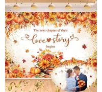 Fall Bridal Shower Backdrop 7x5FT The Next Chapter of Their Love Story Begins Banner Floral Fall in Love Engagement Background Maple Leaves Pumpkin Book Themed Wedding Party Decorations