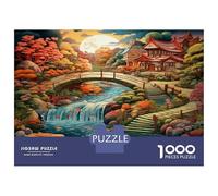 Fall & Bridge Family Puzzles 1000 Pieces of Precision Cut Colourful Jigsaws Autumn Falls As An Aesthetic Jigsaw Puzzle for Home Decor And Stress Relief 38x26cm/1000pcs