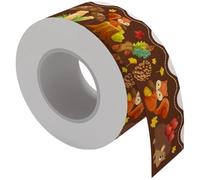 Fall Bulletin Board Borders 78.7 Inch Wavy Border Trim Roll, Autumn Thanksgiving Classroom Decorations with Animals Squirrel Hedgehog for Christmas Thanksgiving Whiteboard Chalkboard Displays