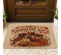 Fall Bullmastiffs Dog Front Black Door Mat Outside Inside Entrance 29 * 17, Autumn Stacked Puppy Weird Outdoor Ultra Thin Doormat, Small Maple Leaf Print Shoes Off Door Rug for Patio
