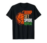 Fall Bump Set Spook Repeat Pumpkin Volleyball Black Value Graphic T-Shirt, Men, Black, S