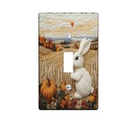 Fall Bunny Rabbits Decorative Light Switch Cover Plate 1 Gang Single Toggle, Autumn Novelty Country Electrical Faceplate for Kitchen Bathroom, Animal Switchcover Decor