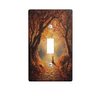 Fall Bunny Rabbits Decorative Light Switch Cover Wall Plate 1 Gang Single Toggle, Autumn Nature Scene Electrical Faceplate for Kitchen Bathroom, Animal Switchcover Decor
