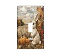 Fall Bunny Rabbits Decorative Light Switch Cover Wall Plate 1 Gang Single Toggle, Autumn Novelty Country Electrical Faceplate for Kitchen Bathroom, Animal Switchcover Decor