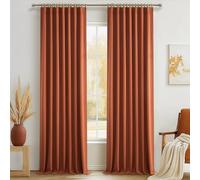 Fall Burnt Orange Curtains Blackout 86 Inches Long 2 Panels Set,Terracotta Autumn Color Decor Retro for Living Room/Bedroom Antique Copper Rust Boho 70s Window Pleated Linen Drapes Thermal (W50"xL86")