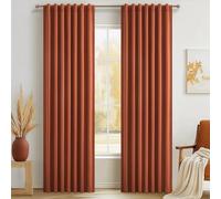 Fall Burnt Orange Curtains Blackout 90 Inches Long 2 Panels Set,Terracotta Autumn Color Decor Retro for Living Room/Bedroom Antique Copper Rust Boho 70s Window Pleated Linen Drapes Thermal (W50"xL90")