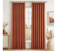 Fall Burnt Orange Curtains Pinch Pleated Blackout 96 Inches Long 2 Panels Set,Terracotta Autumn Color Decor Retro for Living Room/Bedroom Antique Copper Rust Boho 70s Window Drapes Thermal (W40"xL96")