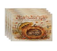Fall Cairn Terrier Dog Placemats Set of 4, 12x18 Inch, Autumn Country Pumpkin Sunflower 4Pcs Table Mats for Dinning, Farm Holiday Home Kitchen Decor
