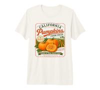 Fall California Pumpkins Vintage Harvest Farm Label Premium T-Shirt