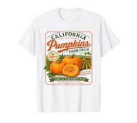 Fall California Pumpkins Vintage Harvest Farm Label Value Graphic T-Shirt, Men, White, M