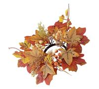 Fall Candle Ring - Centerpiece Candle Decors, Artificial Leaves Rings | Rustic Autumn Candle Ring With Leaves, Centerpiece Decoration Artificial Leaves Hoop, Autumn Candle Ring For Seasonal Indoor Out