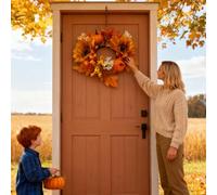 Fall Candle Rings Wreaths - 2.95 Inch Center Rustic Garland | Fall Wreath Candle Rings - for Autumn Thanksgiving Christmas Holiday Wedding Home Kitchen Cabinet Table