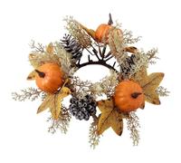 Fall Candle Rings Wreaths - Silk + PP 25cm | Autumn Wreath With Artificial Maple Leaves | Artificial Garland Decor For Home, Table Centerpiece, And Seasonal Autumn Decoration