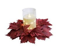 Fall Candle Rings Wreaths - Thanksgiving Candle Wreaths Maple | Artificial Maple Leaf Candles Wreath For Autumn Wedding Table Centrepiece, Rustic Thanksgiving Decoration For Home, Seasonal Faux