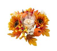 Fall Candle Wreaths | Maple Leaves Pumpkins Garland,Autumn Candle Rings - for Autumn Halloween Thanksgiving Christmas Holiday Wedding Home Cabinet Table