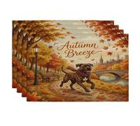 Fall Cane Corso Dog Placemats Set of 4, 12''x18'', Holiday Country Leaf 4Pcs Washable Table Mats for Home Dinning, Autumn Holiday Party Kitchen Decoration