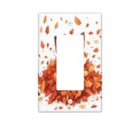Fall Cartoon Fox Decorative Switch Cover 1 Gang Single Rocker, Autumn Fun Maple Leaf Switchcover Wall Plate, Animal Kid Electrical Faceplate for Bedroom Living Room Decor