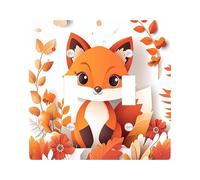 Fall Cartoon Fox Decorative Switch Cover 2 Gang Double Toggle, Autumn Paper Cut Craft Switchcover Wall Plate, Animal Kid Electrical Faceplate for Bedroom Living Room Decor