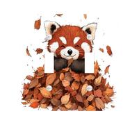 Fall Cartoon Red Panda Decorative Switch Cover 2 Gang Double Toggle, Autumn Fun Maple Leaf Wall Plate Cover, Standard Size, Animal Kid Electrical Faceplate for Bedroom Living Room Decor