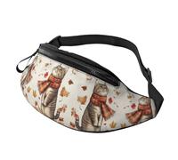 Fall Cat Unisex Crossbody Waist Pack Hello Fall Adjustable Waist Fanny Pack Cute Cat Trendy Printed Crossbody Bag Festival-Goers - Theft-Proof Compact Bag for Phones & valuables 14X35CM