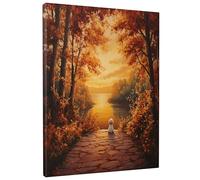 Fall Cavachon Dog Canvas Prints Wall Art 12 * 16 x1, Autumn Nature Scene Wall Art for Living Room Bathroom, Big Small Vertical Puppy Decorative Bedroom Women Men