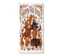 Fall Cavalier King Charles Spaniel Dog Outside Door Cover 36x72, Autumn Puppy Weird House Front Back Door Banner Entry Exit Decor,Maple Leaf Home Indoor Porch Decorations