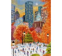 Fall Central Park Puzzles 1000 Pieces for Adults, Fun Fall Winter Snow Jigsaw Puzzle, Autumn Art Puzzle Collage as Home Decor