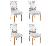 Fall Chair Covers Set of 4, Blue Pumpkin Pastel Color Chairs Slipcover for Dining Room,Fall Removable Washable Breathable Cover in The Kitchen Restaurant Holiday Decor