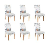 Fall Chair Covers Set of 6, Blue Pumpkin Pastel Color Chairs Slipcover for Dining Room,Fall Removable Washable Breathable Cover in The Kitchen Restaurant Holiday Decor