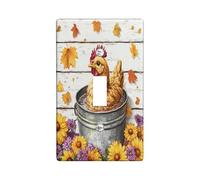 Fall Chickens Chick Decorative Light Switch Cover Wall Plate 1 Gang Single Toggle, Autumn Wood Flower Leaf Electrical Faceplate for Kitchen Bathroom, Animal Switchcover Decor