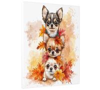 Fall Chihuahua Dog Canvas Prints Wall Art 16 * 20 x1, Cute Autumn Maple Leaf Wall Art for Living Room Bathroom, Big Small Vertical Puppy Decorative Bedroom Women Men