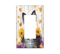 Fall Chihuahua Dog Decorative Light Switch Cover Plate 1 Gang Single Rocker, Autumn Wood Flower Leaf Electrical Faceplate for Kitchen Bathroom, Puppy Switchcover Decor
