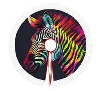 Fall Christmas Tree Skirts with Tassel, Colorful Rainbow Zebra Printed Xmas Halloween Tree Skirt for Holiday Party Farmhouse Home Decor Ornaments