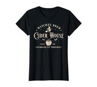 Fall Cider House Witches Brew Autumn Drink Humor Value Graphic T-Shirt, Women, Black, S