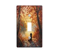 Fall Cocker Spaniel Dog Decorative Light Switch Cover Plate 1 Gang Single Toggle, Autumn Nature Scene Electrical Faceplate for Kitchen Bathroom, Puppy Switchcover Decor