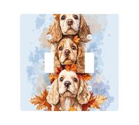 Fall Cocker Spaniel Dog Decorative Light Switch Cover Wall Plate 2 Gang Double Toggle, Cute Autumn Maple Leaf Electrical Faceplate for Kitchen Bathroom, Puppy Switchcover Decor