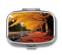 Fall Colors Pill Box Medicine Pill Organizer Small Pill Case Travel Pill Container Portable Pill Case for Pocket 2 Compartment Pill Holder Pill Boxes for Travel