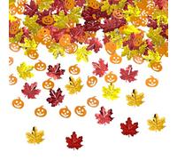 Fall Confetti for Table Decorations, Maple Leaves Metallic Foil Sprinkles Thanksgiving Table Scatters Pumpkins Confetti Sequins for Thanksgiving Day Halloween Party Supplies - 45g - 900Pcs