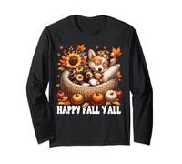 Fall Corgi Autumn Graphic Women Men and Kids Happy Fall Yall Long Sleeve T-Shirt