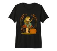 Fall Cottagecore Aesthetic Frog Playing Banjo on Mushroom Premium T-Shirt