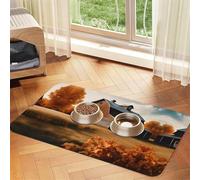 Fall Country Barn Absorbent Leather Pet Tablecloth Non-Slip Dining Pad For Puppy Kitten Food Water Bowls