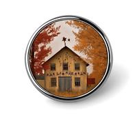 Fall Country Barn Badge Holder Exquisite Round Badge with Picture Pin DIY Button Badges Personalized Metal Button Pin Fashion Brooch Crafts Gifts Clothes Decorative Pins