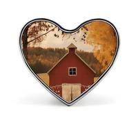 Fall Country Barn Button Pin Heart Shape Alloy Lapel Pins Badges Novelty Funny Enamel Pins Personalized Pinback Button Badges Cute Heart Brooche for Jackets Bags